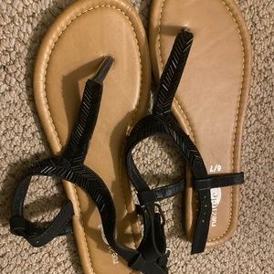 Black beaded sandals